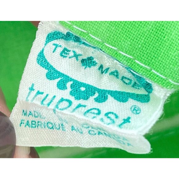 Vintage 70s single pillowcase, green geometric checkered, TruPrest - Picture 6 of 9